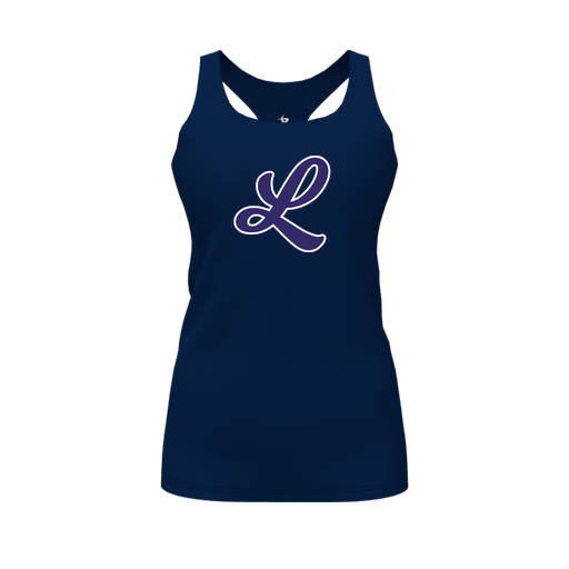 [CUS-DFW-RCBK-PER-NVY-FYS-LOGO2] Racerback Tank Top (Female Youth S, Navy, Logo 2)