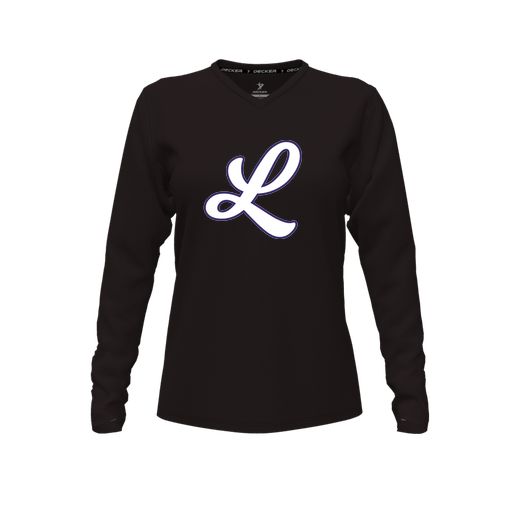 [CUS-DFW-TEES-PER-VNK-LSL-BLK-FYXS-LOGO1] Performance T-Shirt (Female Youth XS, Black, V Neck, Logo 1, Long Sleeve)