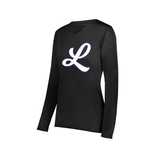 [222824.080.S-LOGO1] Ladies LS Smooth Sport Shirt (Female Adult S, Black, Logo 1)