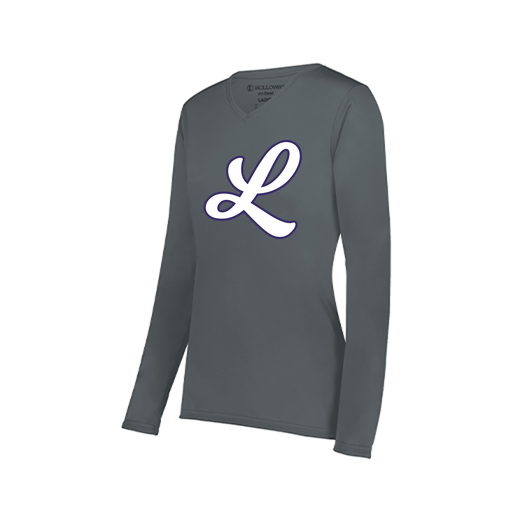 [222824.059.S-LOGO1] Ladies LS Smooth Sport Shirt (Female Adult S, Gray, Logo 1)